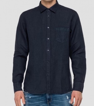 Linen Shirt With Pocket Navy